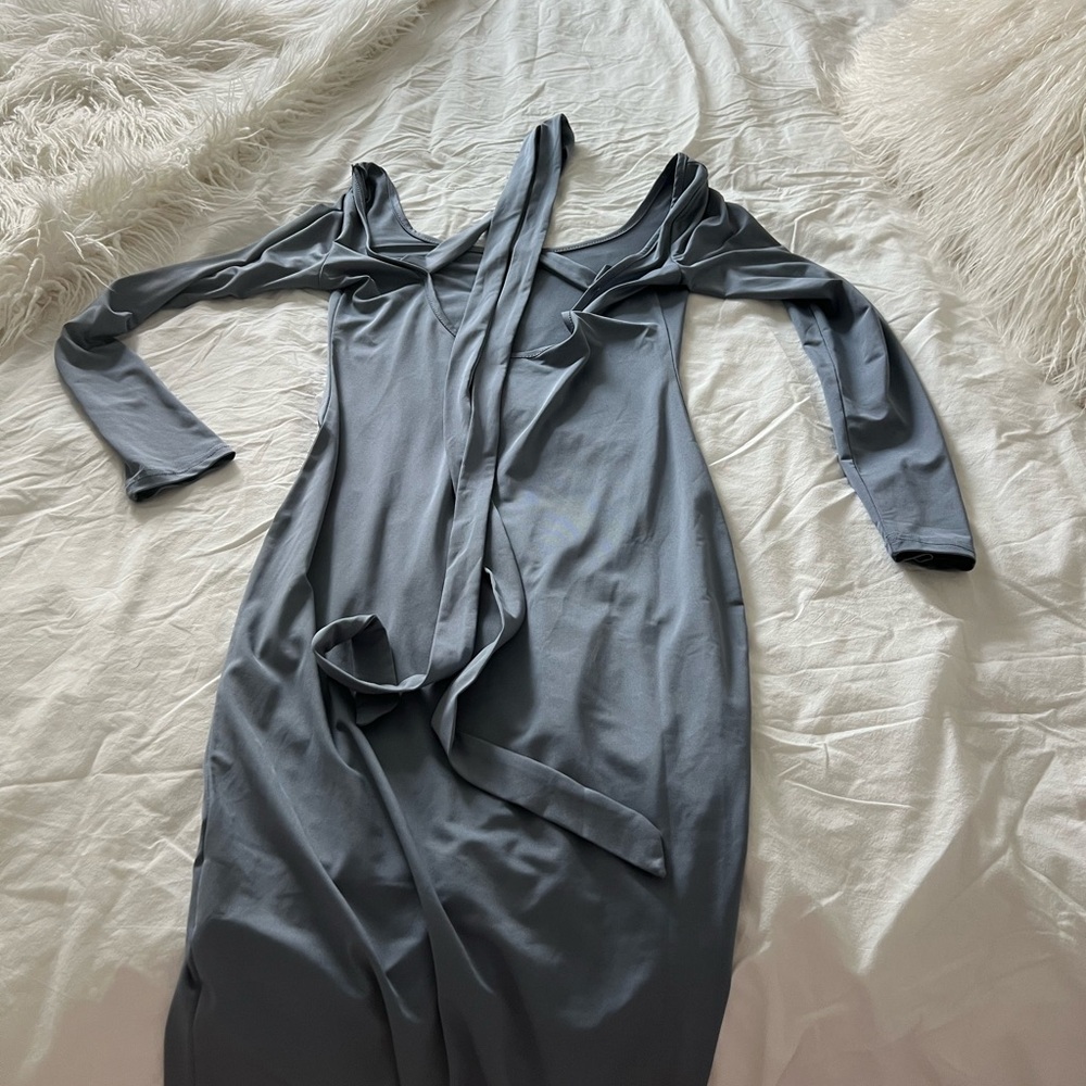 Gray tie neck Dress